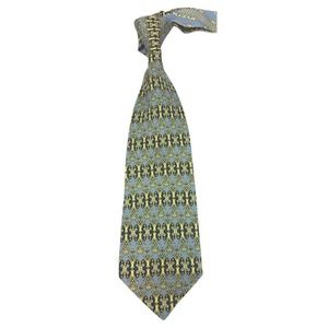 Versace Gianni Printed Yellow Gray Black Silk Tie